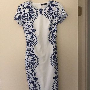 White and Blue Midi Dress